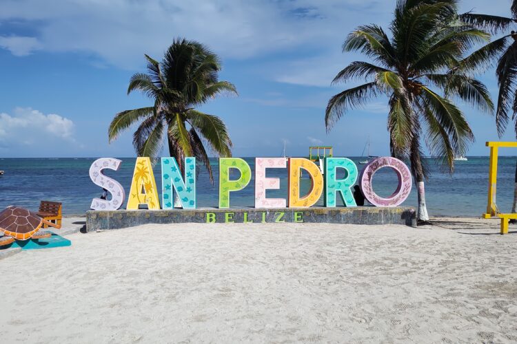 Picture of the San Pedro sign on the beach.